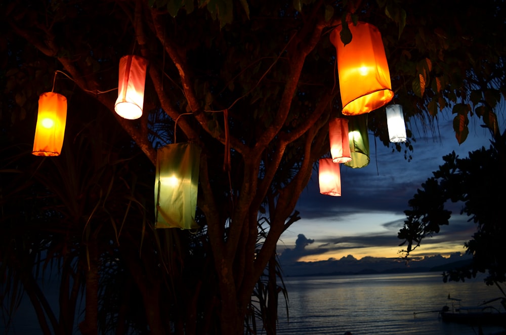 kaleidoscope lamp on tree