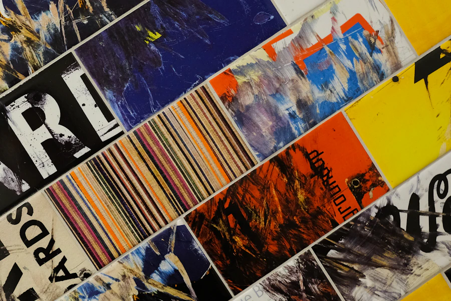Designer brainstorming with mood boards and creative materials
