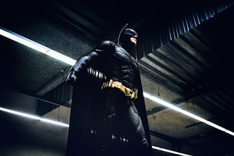 Batman standing under steel roof