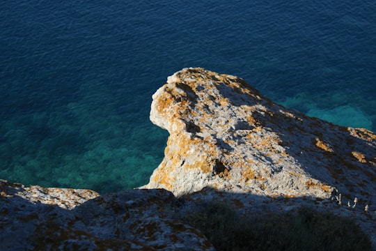 top view of rock cliff in Patmos Greece