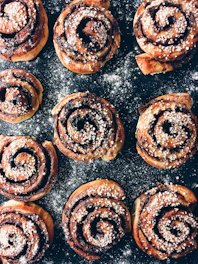 black and brown pastries