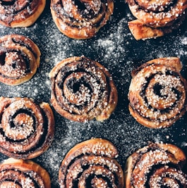 black and brown pastries