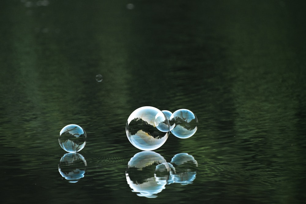 photography of bubble on body of water