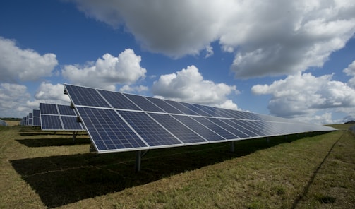 solar panels on green field