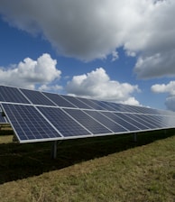 solar panels on green field