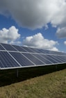 solar panels on green field