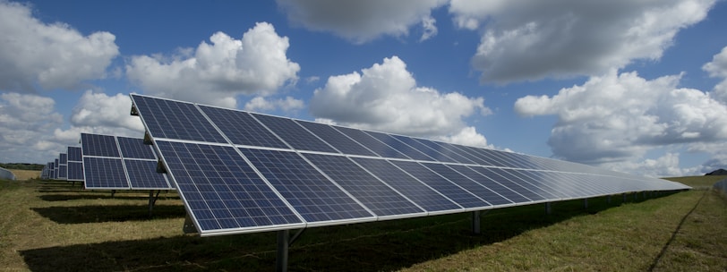 solar panels on green field