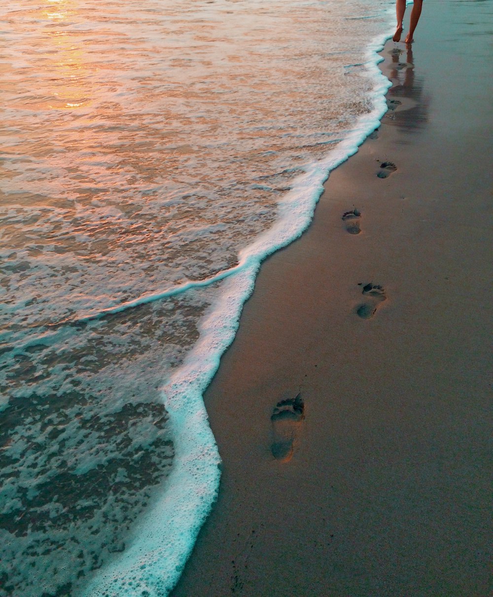 footprints on seashore