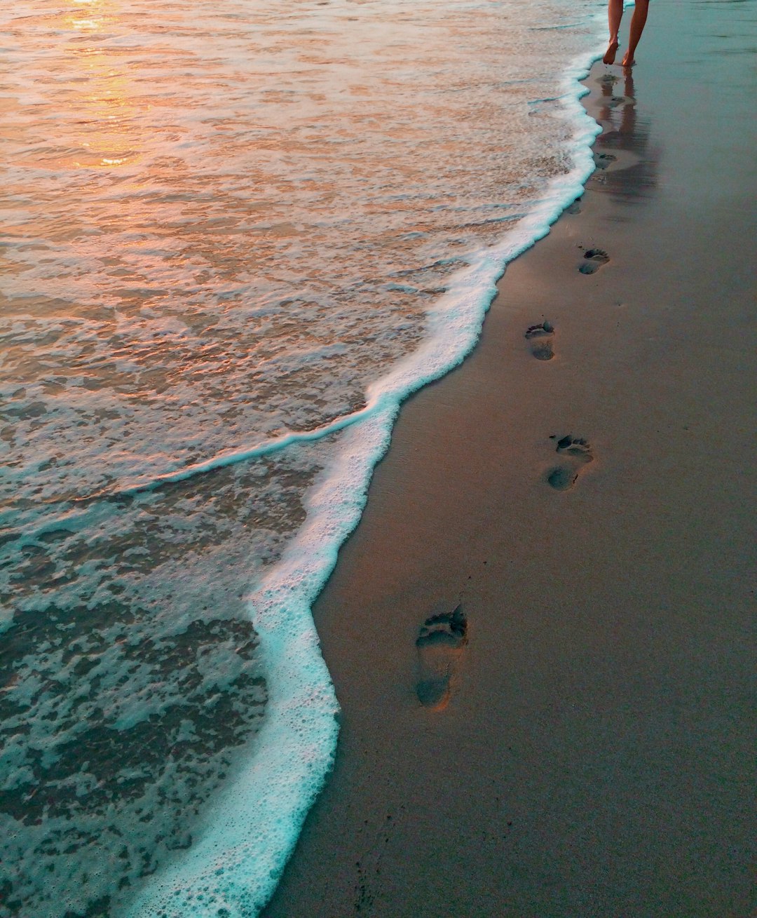 footprints on seashore