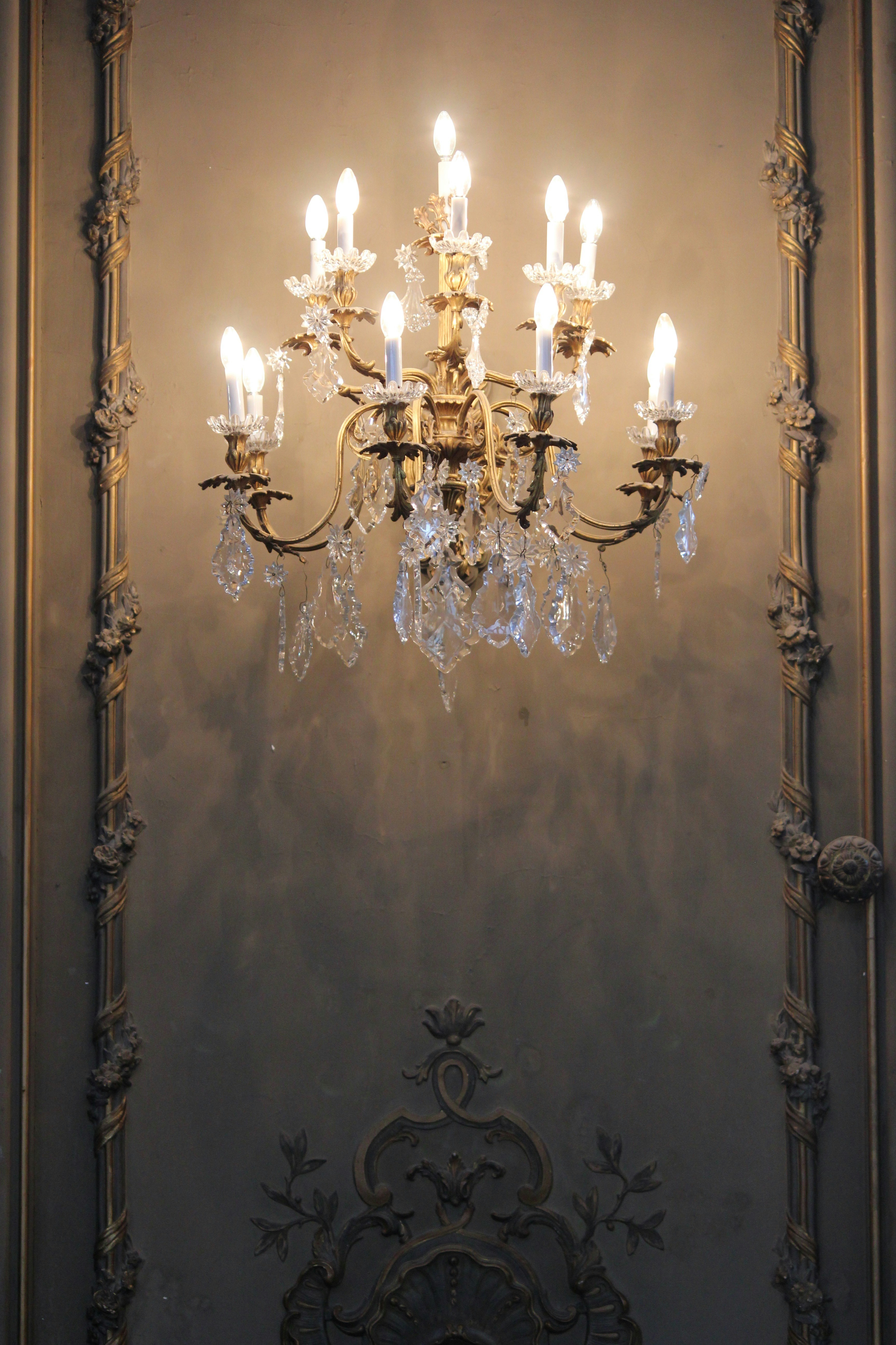 One of the chandeliers in Nancy town hall in France.