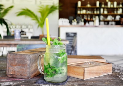 photo of beverage with yellow straw phuket zoom background