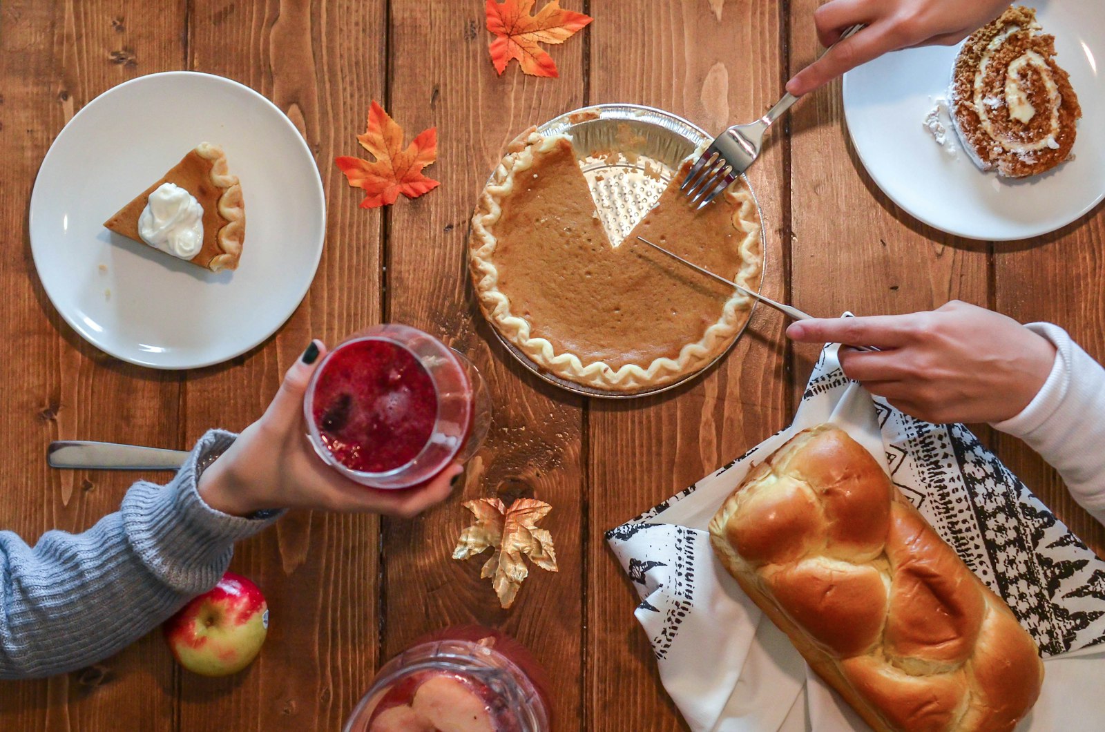 Pumpkin Pie with Maple Whipped Cream and Mini Pecan Tarts