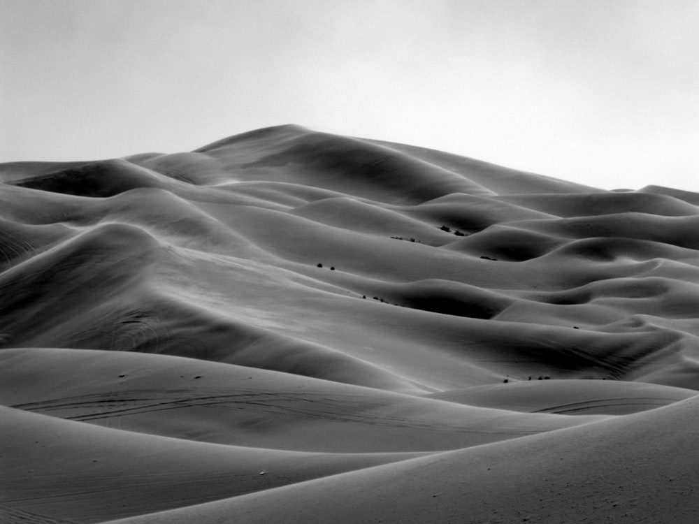 foto em tons de cinza do deserto