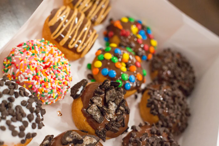 Assorted donuts in a party box