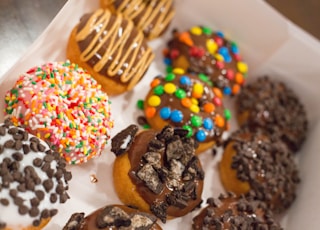 assorted doughnuts in box