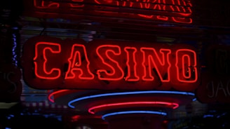 red Casino neon sign turned on