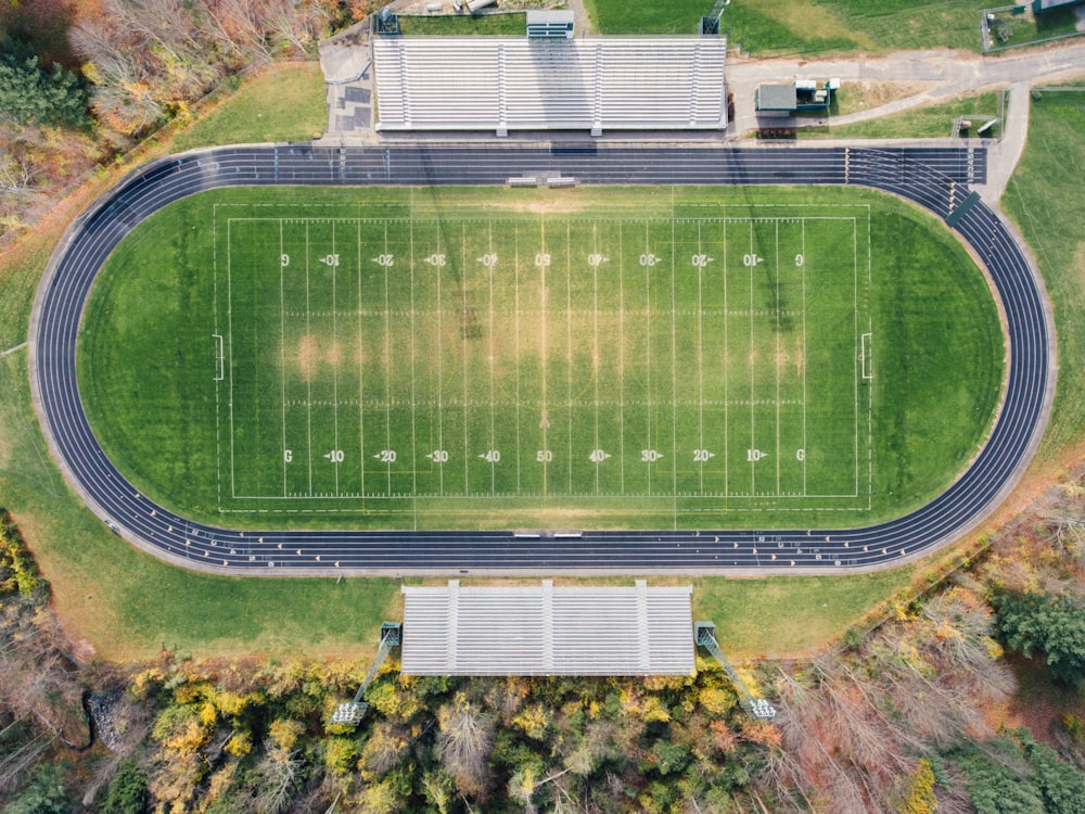 aerial photography of track field