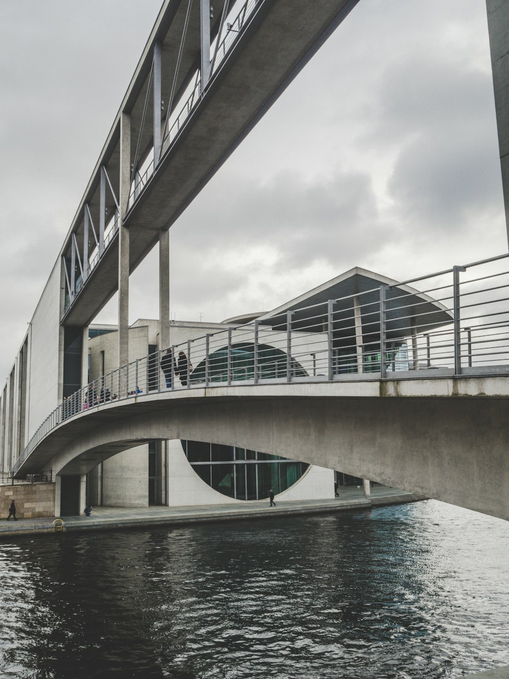 white and brown bridge over water