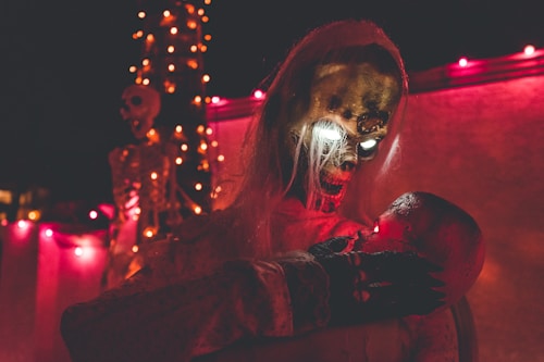 brown skull Halloween decor