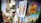 Several colorful paintings are displayed on easels in an outdoor setting. The paintings depict various scenes, including buildings and people in vibrant colors. A person with blurred features is in the background, possibly observing or arranging the artwork. The scene suggests an art market or outdoor gallery.