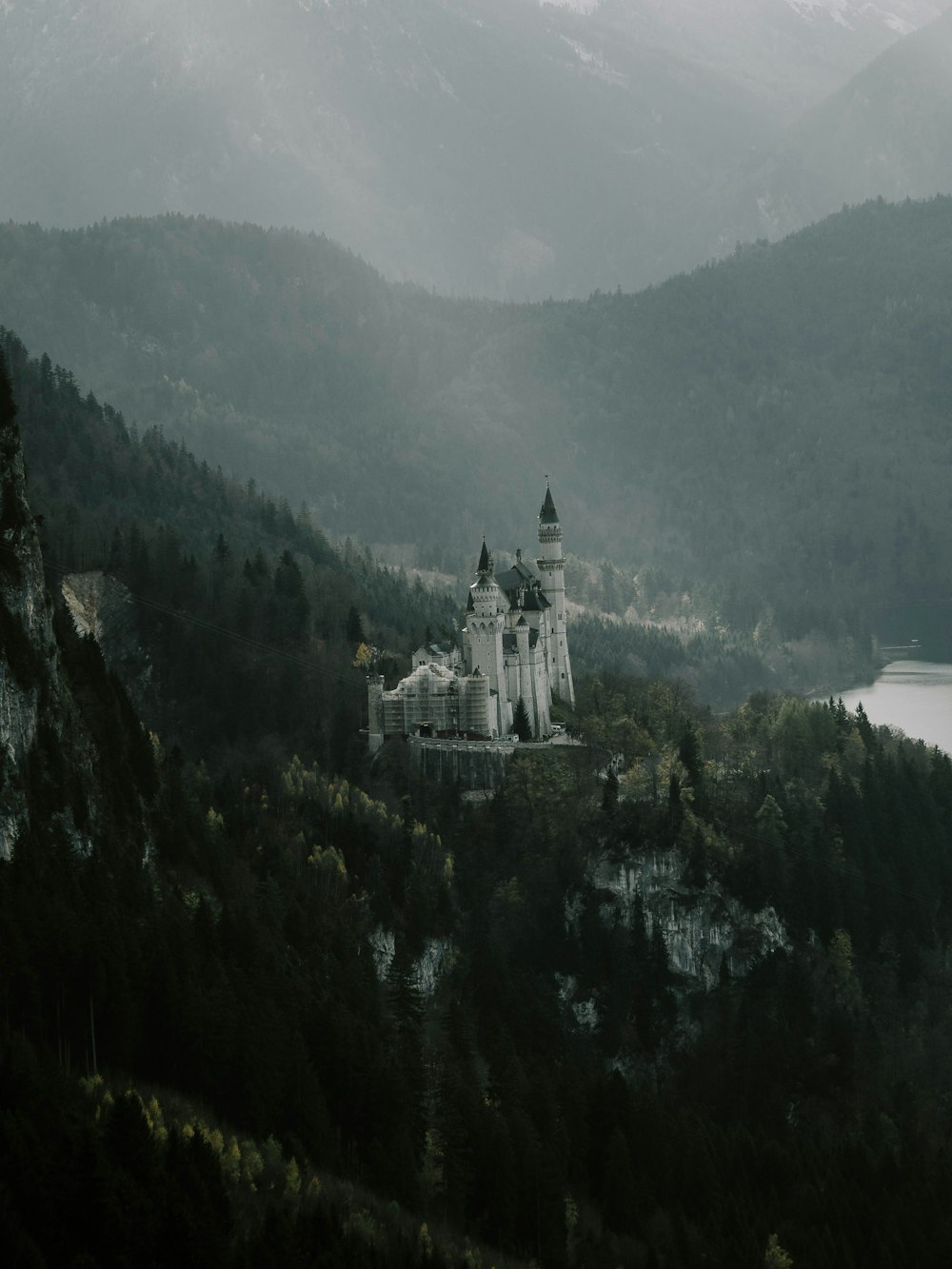 white castle surrounded by trees