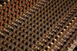 gray and blue DJ mixer