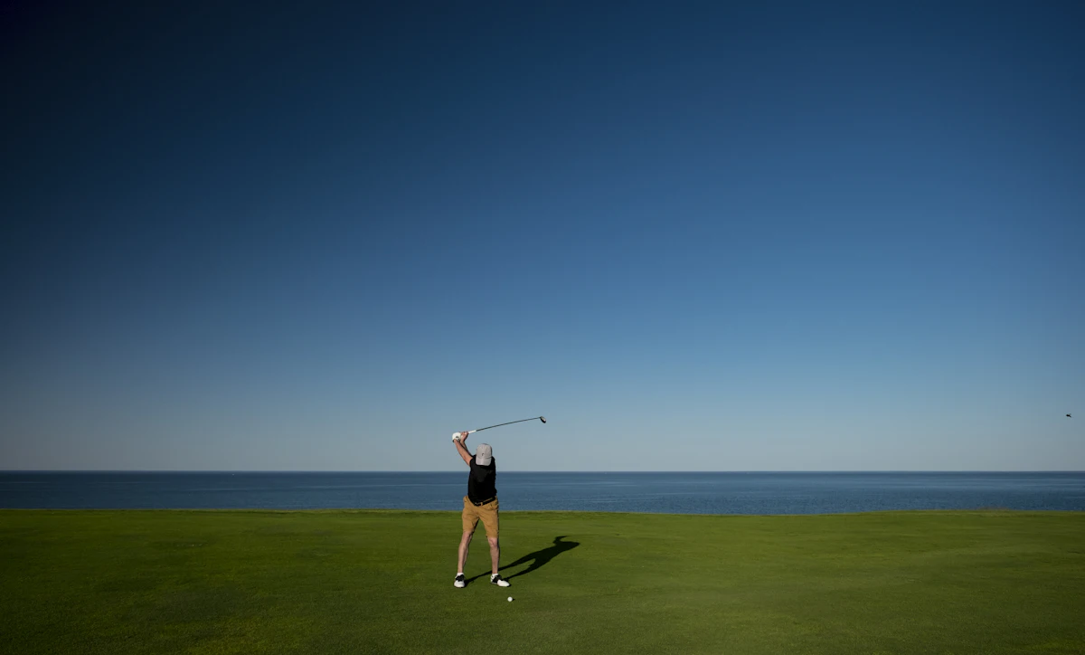 Golfer at the top of the backswing