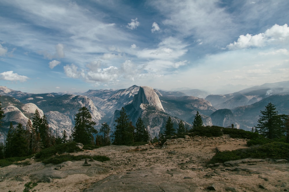 landscape photography of mountains near trees