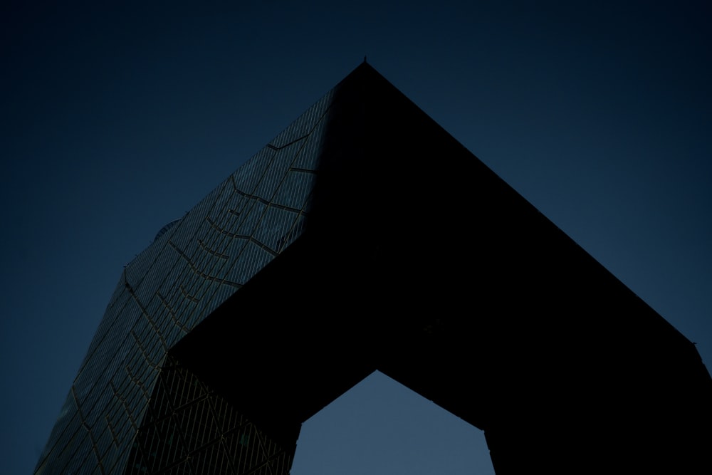 close-up photography of building during nighttime