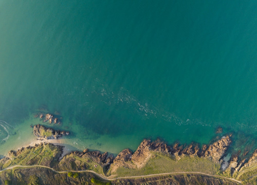 aerial photography of body of water