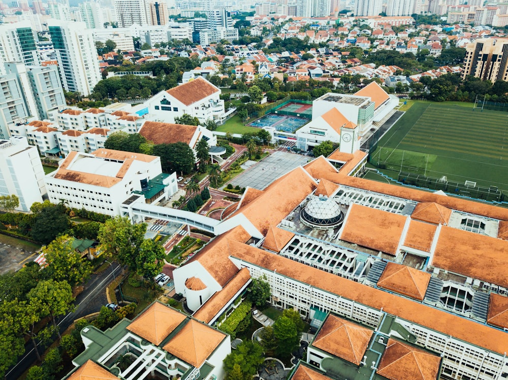 aerial photo of buildings