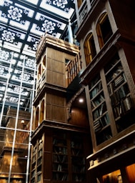 brown wooden bookcases