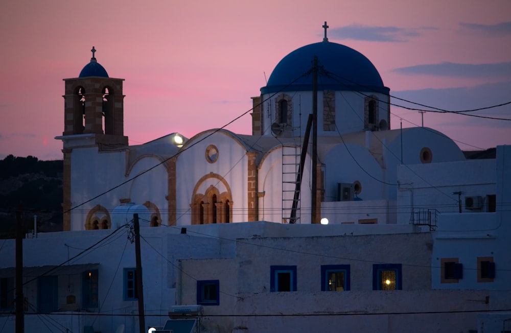 white and blue church