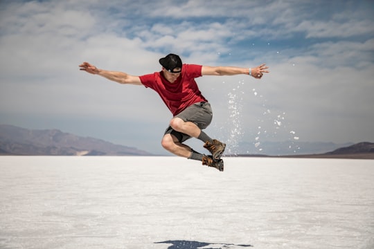 man doing high jump in Death Valley United States