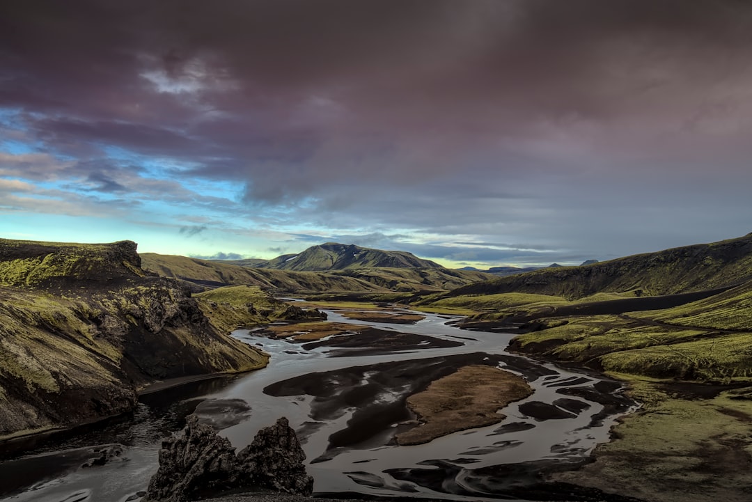 river near mountain landscape photography