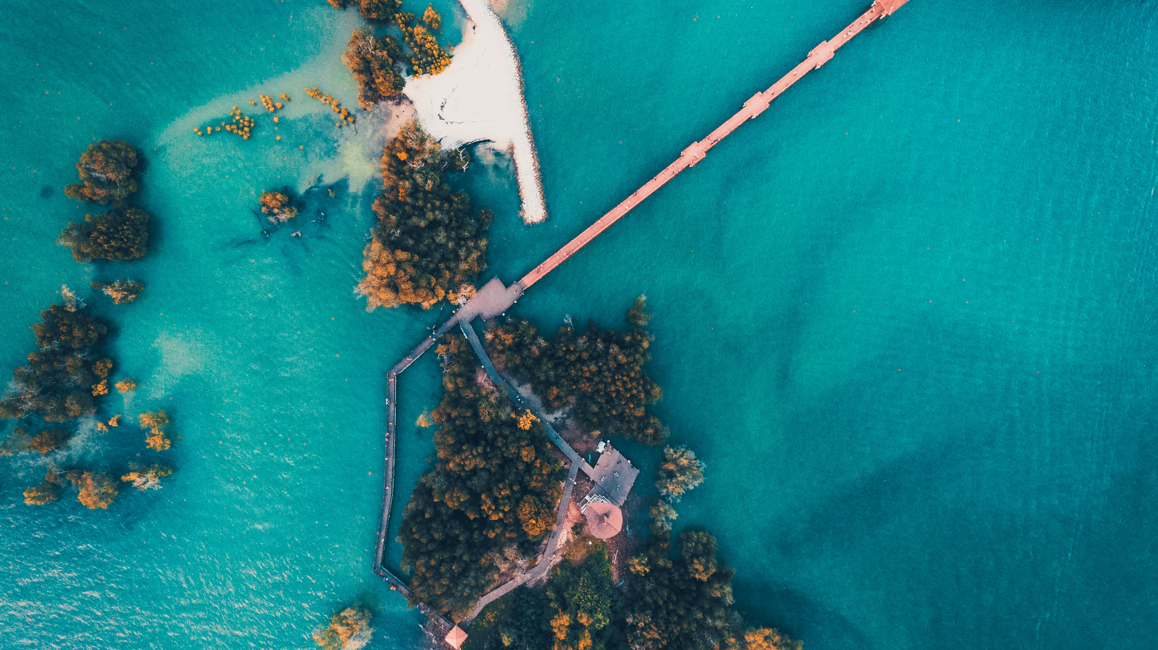 bird's eye view of island