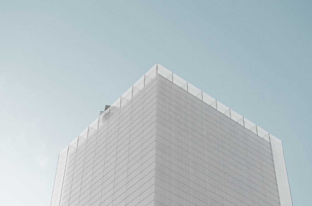 low-angle photography of curtain wall building under blue sky at daytime