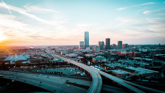 eagle eye view time lapse city and streets in Downtown United States