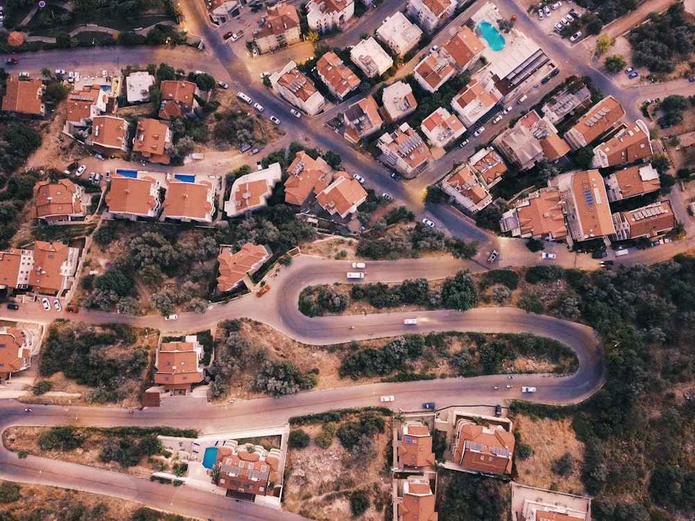 birds eye view photography of city