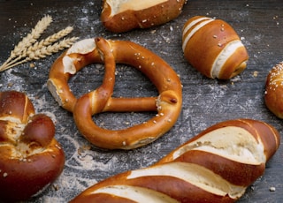 flat lay photography of breads