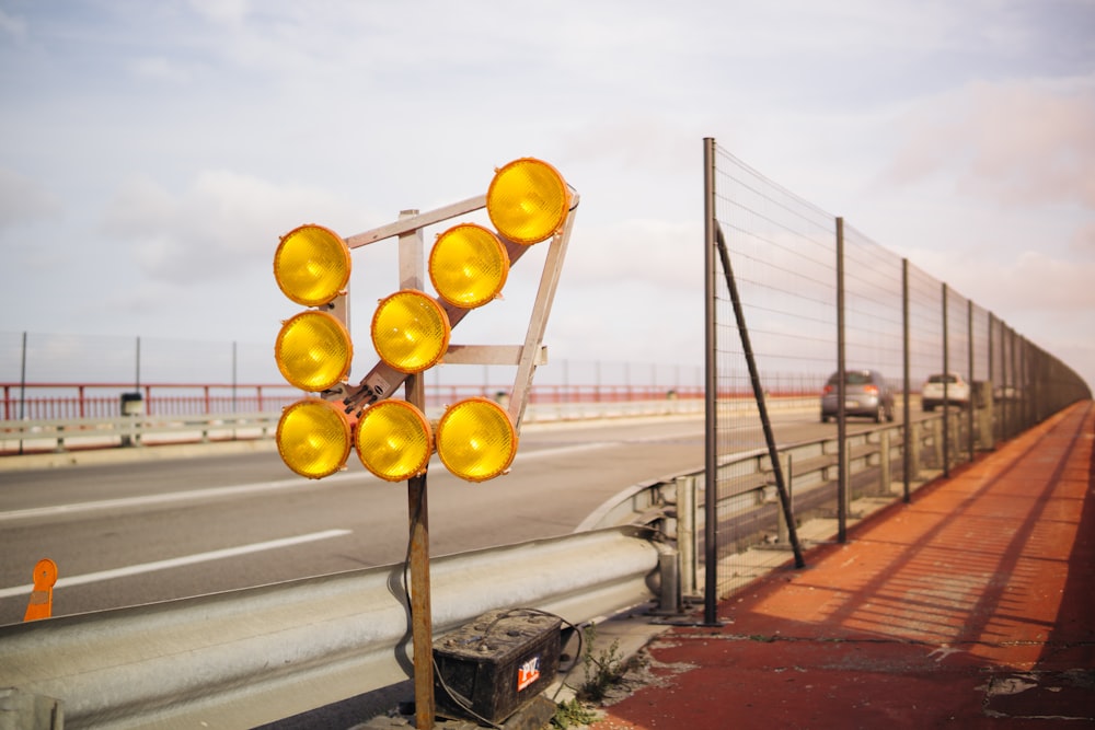 turned of yellow road lights