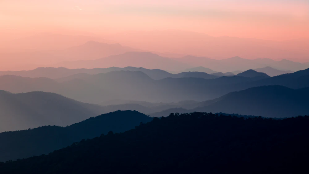 Sunset over the mountains near Chiang Mai, Thailand