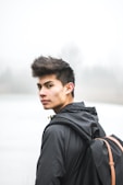 man looking back