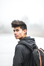 man looking back