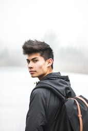 man looking back