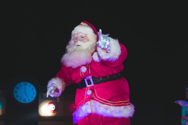 Santa with a "deer caught in the headlights" kind of look to him.