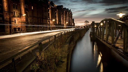 bridge near concrete road in Speicherstadt Germany