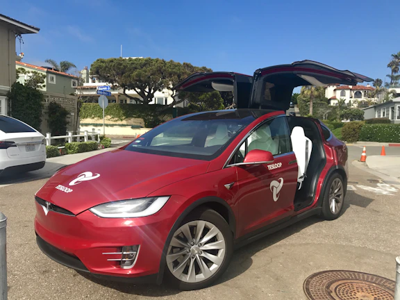 Tesla Model Y loaded with packages ready for private same-day delivery in Eastvale.