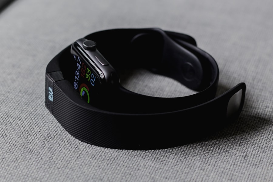Smartwatch displaying health metrics and fitness data on AMOLED screen