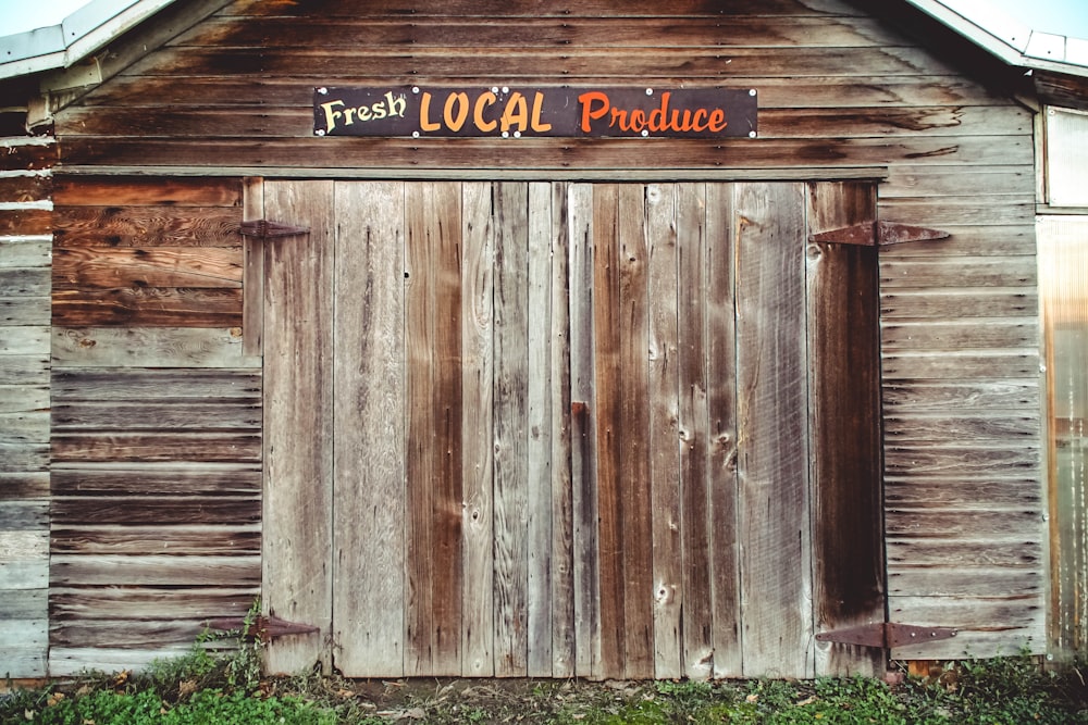 brown wooden door with UNK UNK UNK text